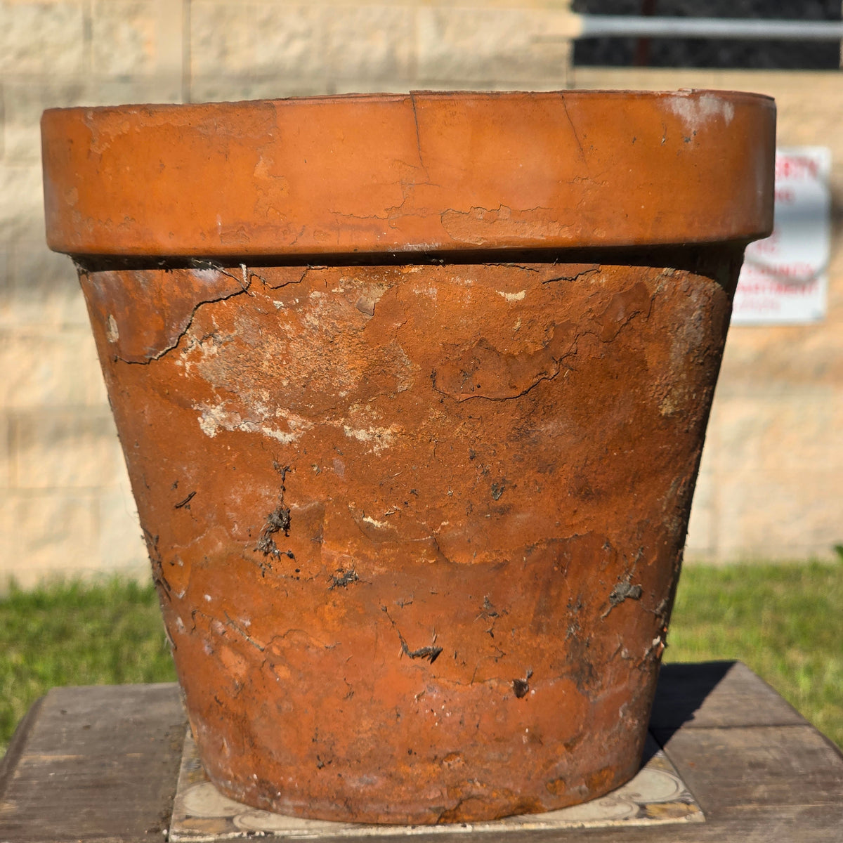 Vintage Heavily Weathered Terracotta Planter Pot Rustic Clay Garden Flower 9x8