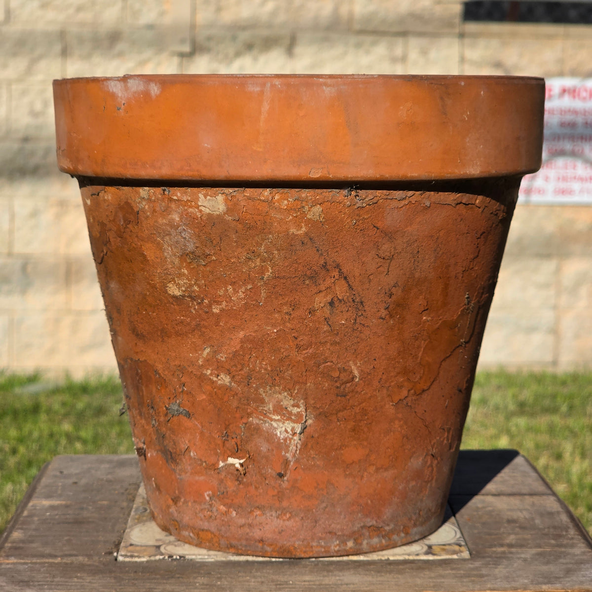 Vintage Heavily Weathered Terracotta Planter Pot Rustic Clay Garden Flower 9x8