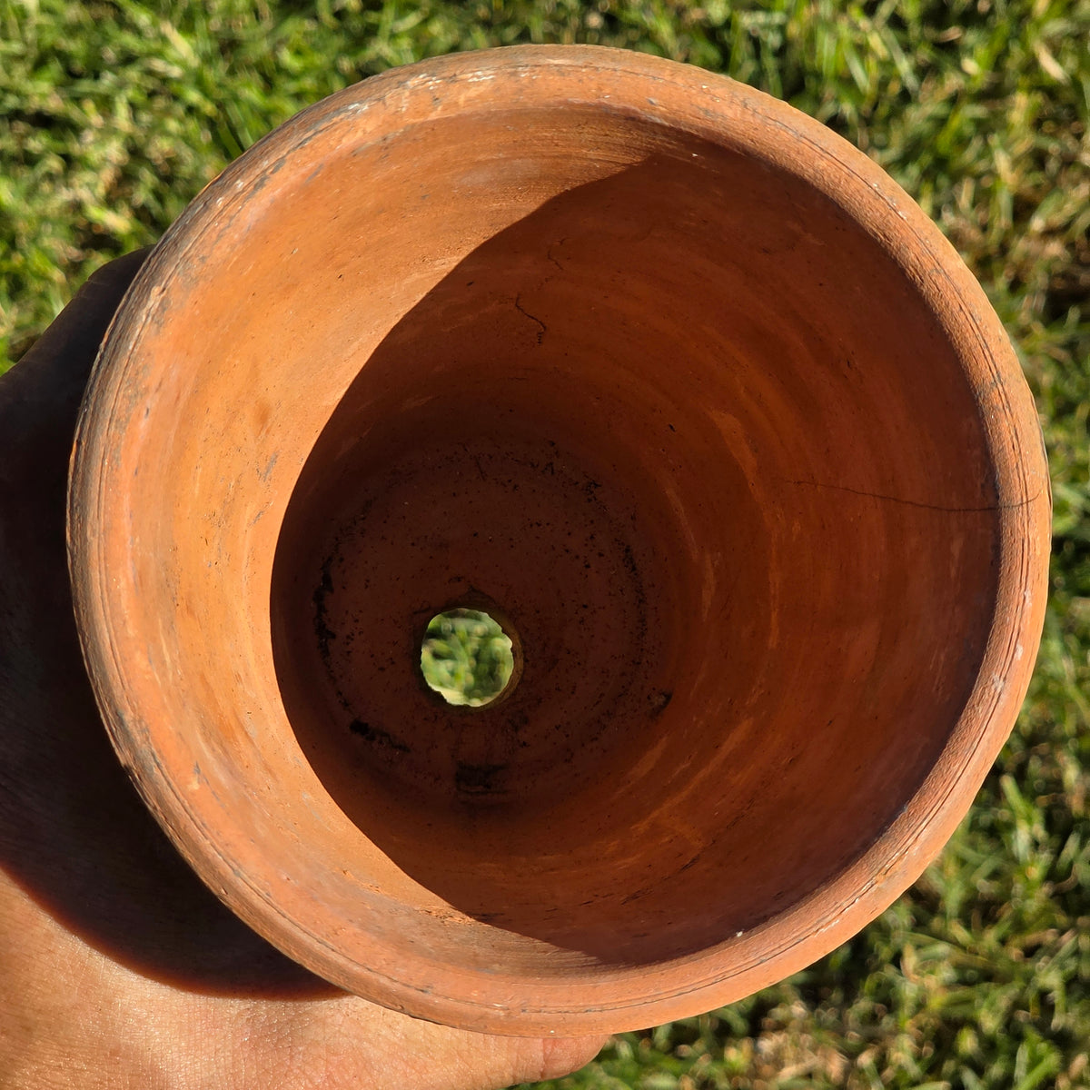 Vintage Terracotta Flower Pot 6" H Aged Moss Patina Rustic Clay Planter Orchid