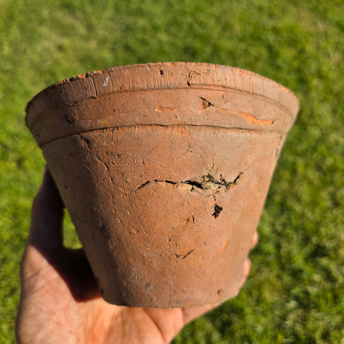 Antique French Terracotta Pine Resin Collecting Pot Clay Sap Planter Bowl Rustic
