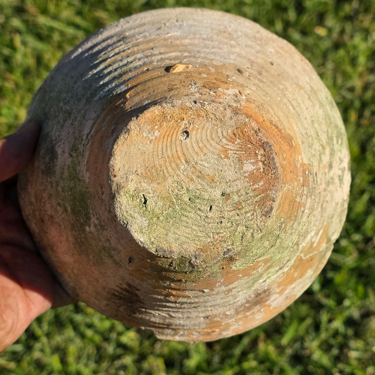 Reserved/Antique French Terracotta Resin Collecting Pot Wheel Thrown Clay Planter Moss