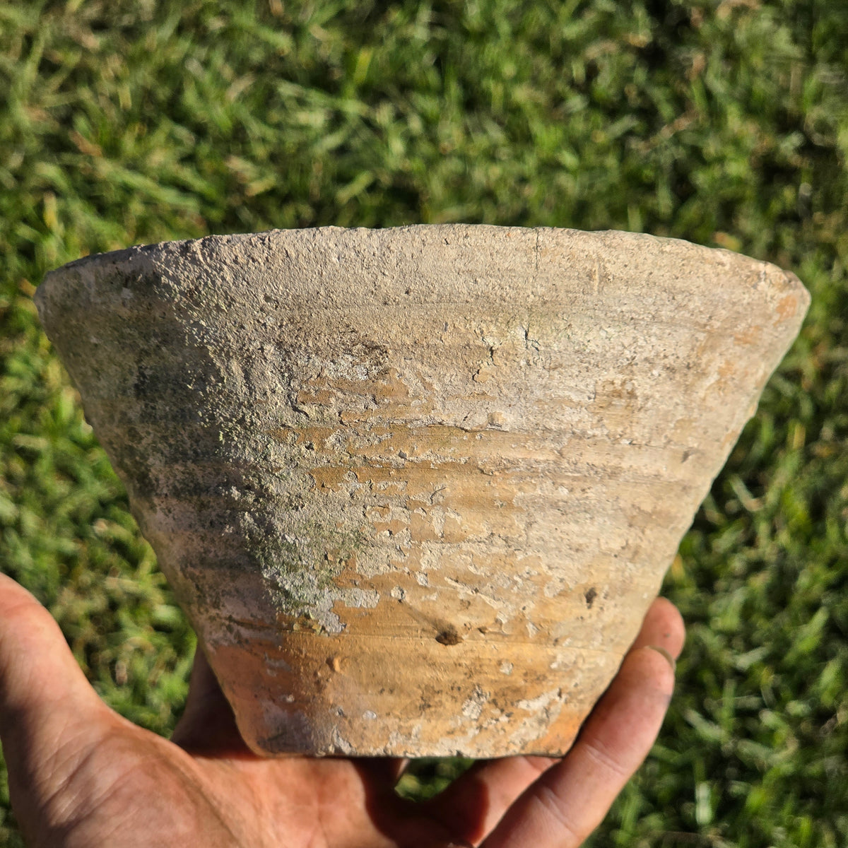 Reserved/Antique French Terracotta Resin Collecting Pot Wheel Thrown Clay Planter Moss