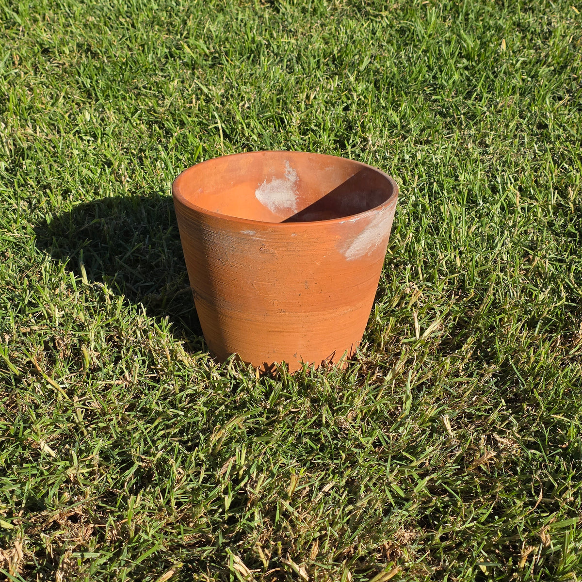 Vintage PMDI Terracotta Pot Ribbed Pottery Mfg Mexico Heavy Clay Planter 11"