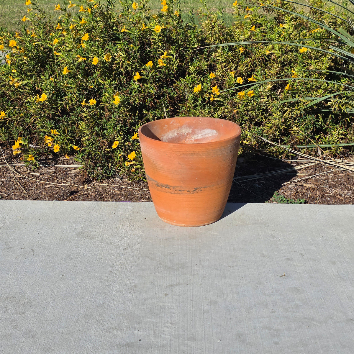 Vintage PMDI Terracotta Pot Ribbed Pottery Mfg Mexico Heavy Clay Planter 11"