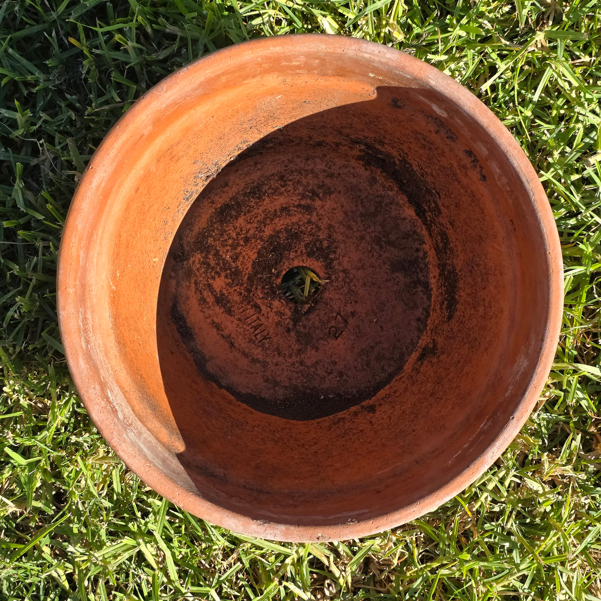 Vintage Italian Terracotta Planter Pot 10.75" Clay Flower Aged Patina Italy 27
