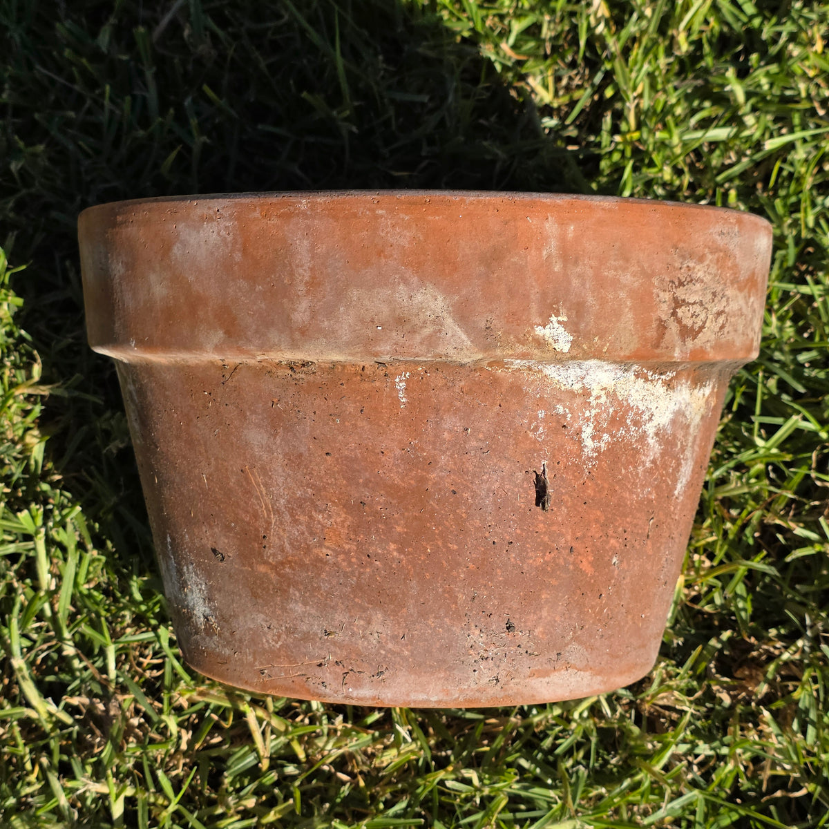 Vintage Italian Terracotta Planter Pot 10.75" Clay Flower Aged Patina Italy 27