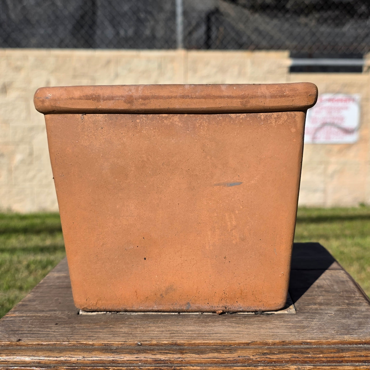 Vintage Terracotta Square Planter Tapered Flower Pot Heavy Rim Clay Garden 7"