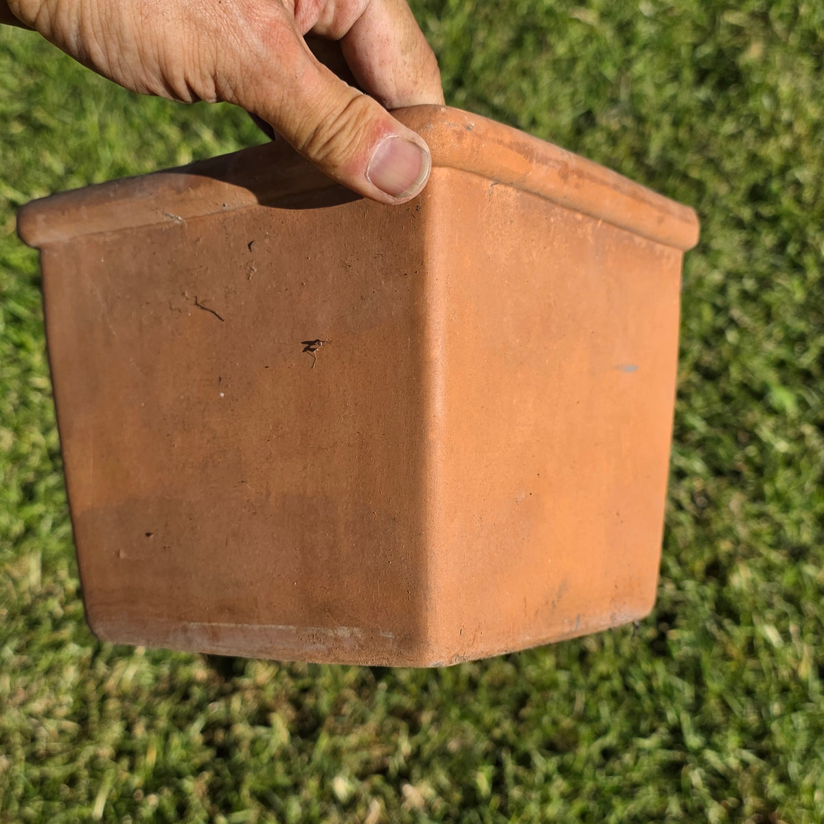 Vintage Terracotta Square Planter Tapered Flower Pot Heavy Rim Clay Garden 7"