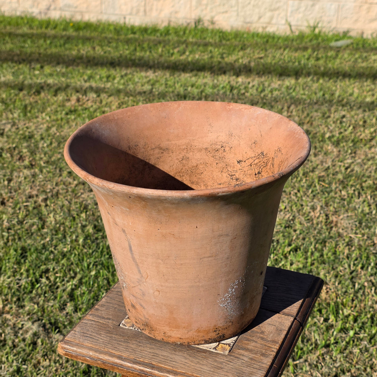 Vintage Terracotta Planter Flared Rim Flower Pot Weathered Clay Garden 11"