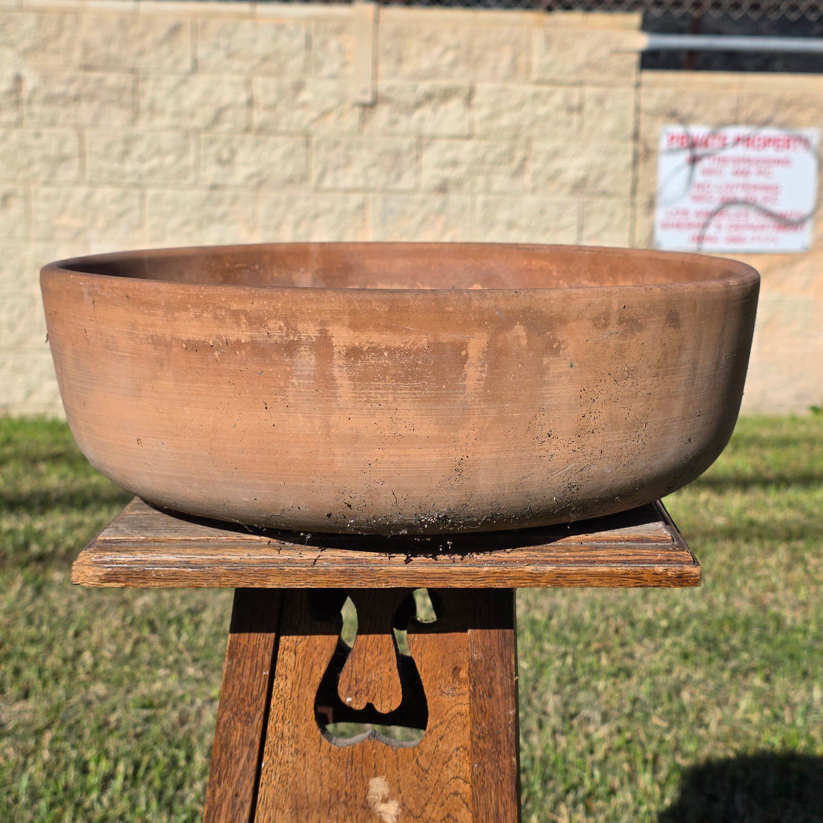 Vintage PMDI Terracotta Bowl Planter Pottery Mfg Mexico Succulent Bonsai 14"