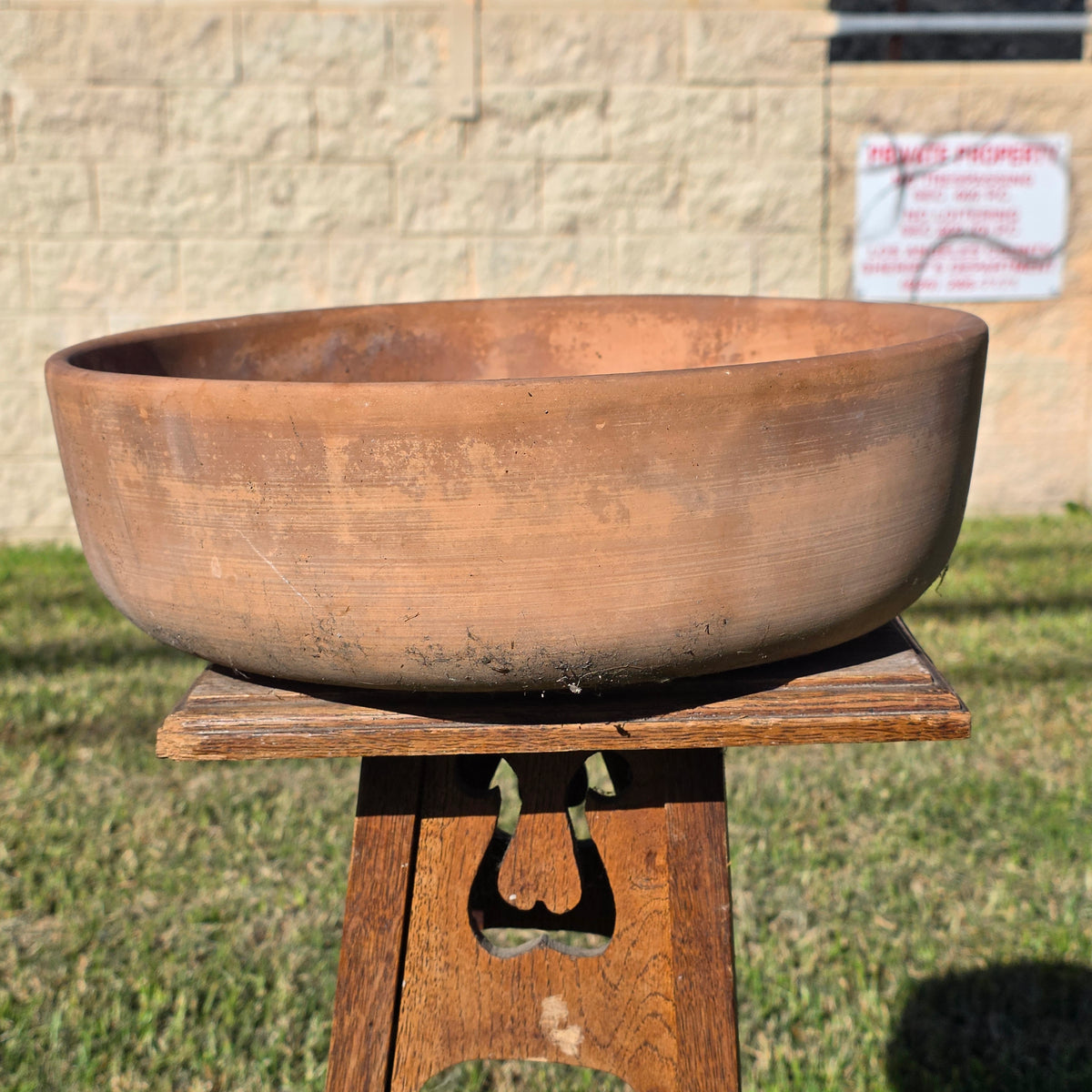 Vintage PMDI Terracotta Bowl Planter Pottery Mfg Mexico Succulent Bonsai 14"