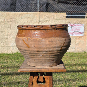 Vintage Studio Pottery Planter Terracotta Clay Pot Brown Glazed Ruffled Rim 14" (Copy)
