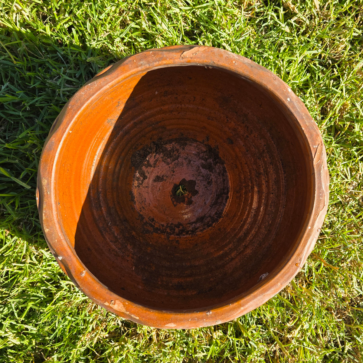 Vintage Studio Pottery Planter Terracotta Clay Pot Brown Glazed Ruffled Rim 14" (Copy)