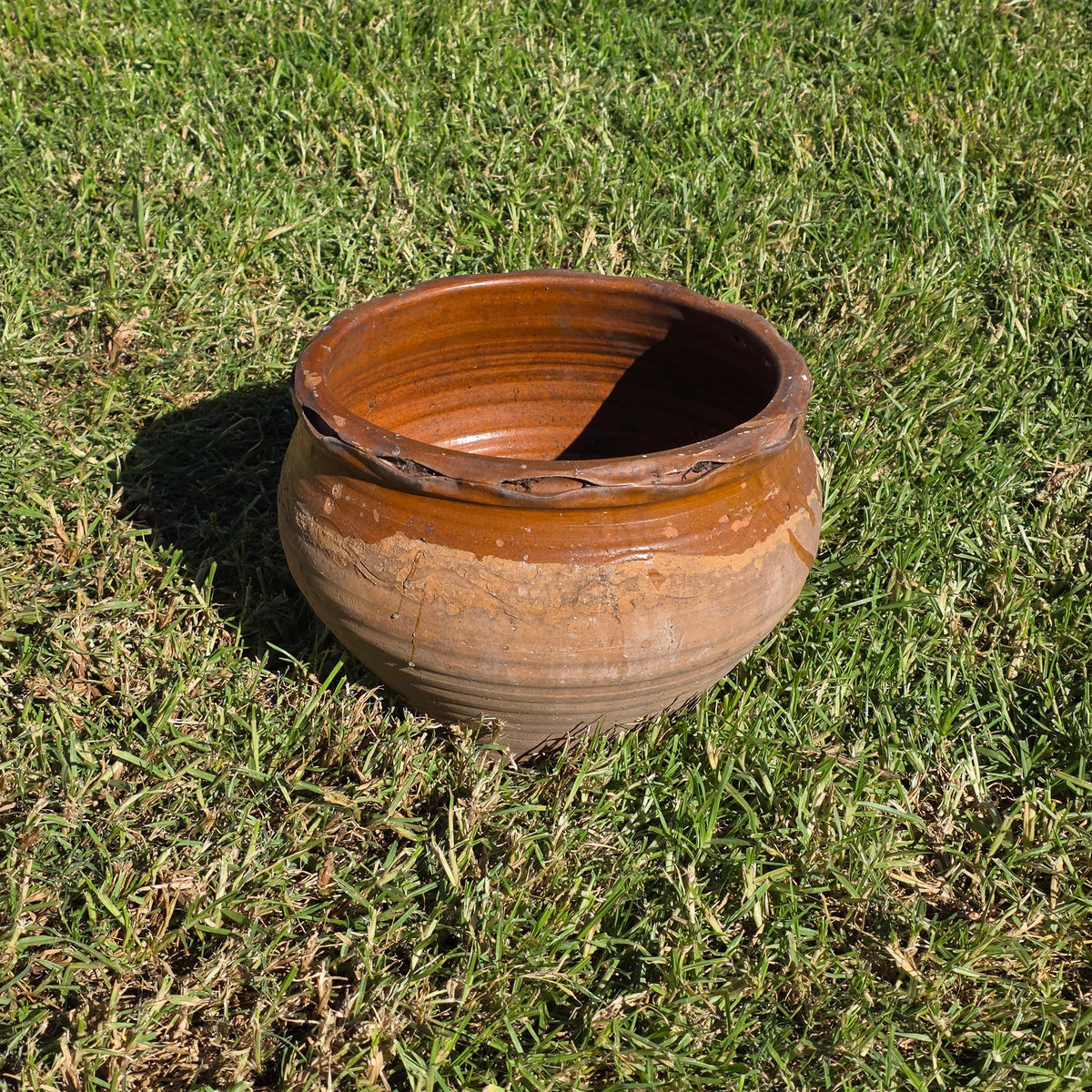 Vintage Studio Pottery Planter Terracotta Clay Pot Brown Glazed Ruffled Rim 14" (Copy)