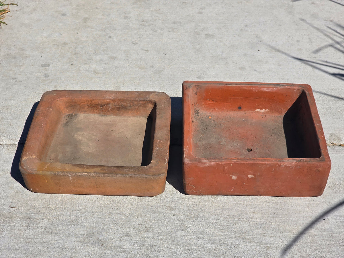 Vtg Toscana Terracotta Bonsai Planter Pot Square Succulent Cachepot with Saucer