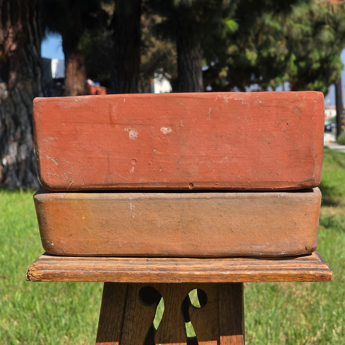 Vtg Toscana Terracotta Bonsai Planter Pot Square Succulent Cachepot with Saucer