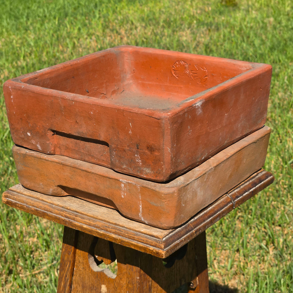 Vtg Toscana Terracotta Bonsai Planter Pot Square Succulent Cachepot with Saucer