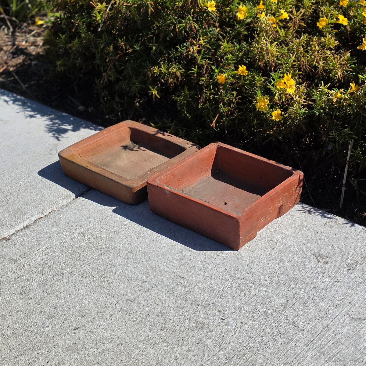Vtg Toscana Terracotta Bonsai Planter Pot Square Succulent Cachepot with Saucer