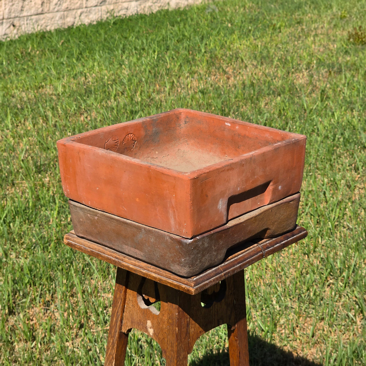 Vtg Toscana Terracotta Bonsai Planter Pot Square Succulent Cachepot with Saucer (Copy)