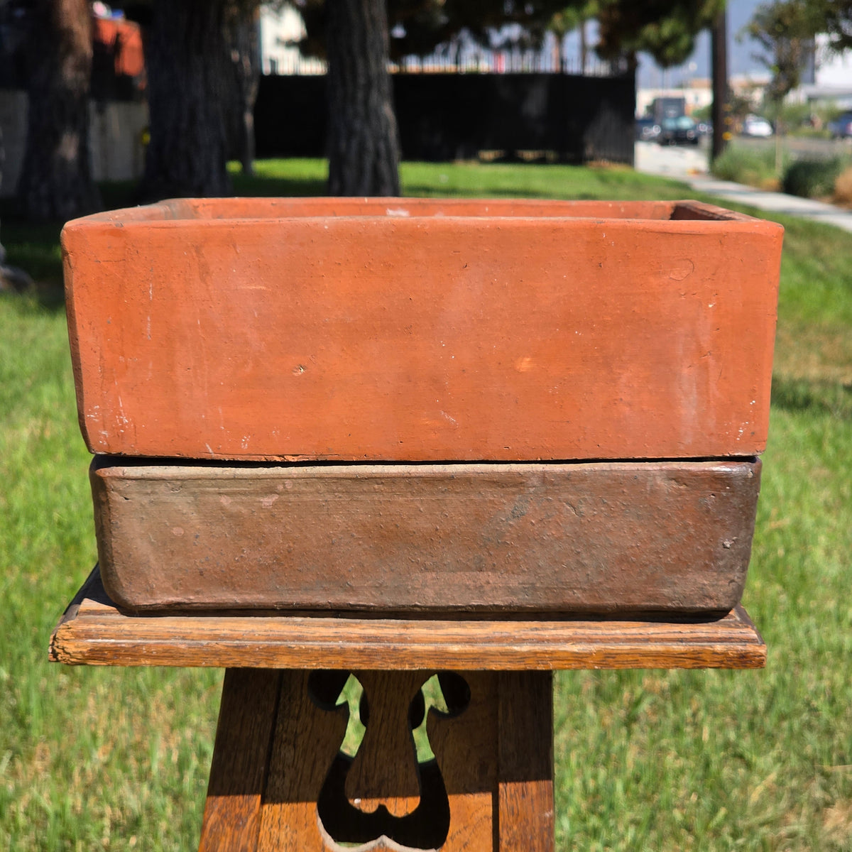 Vtg Toscana Terracotta Bonsai Planter Pot Square Succulent Cachepot with Saucer (Copy)