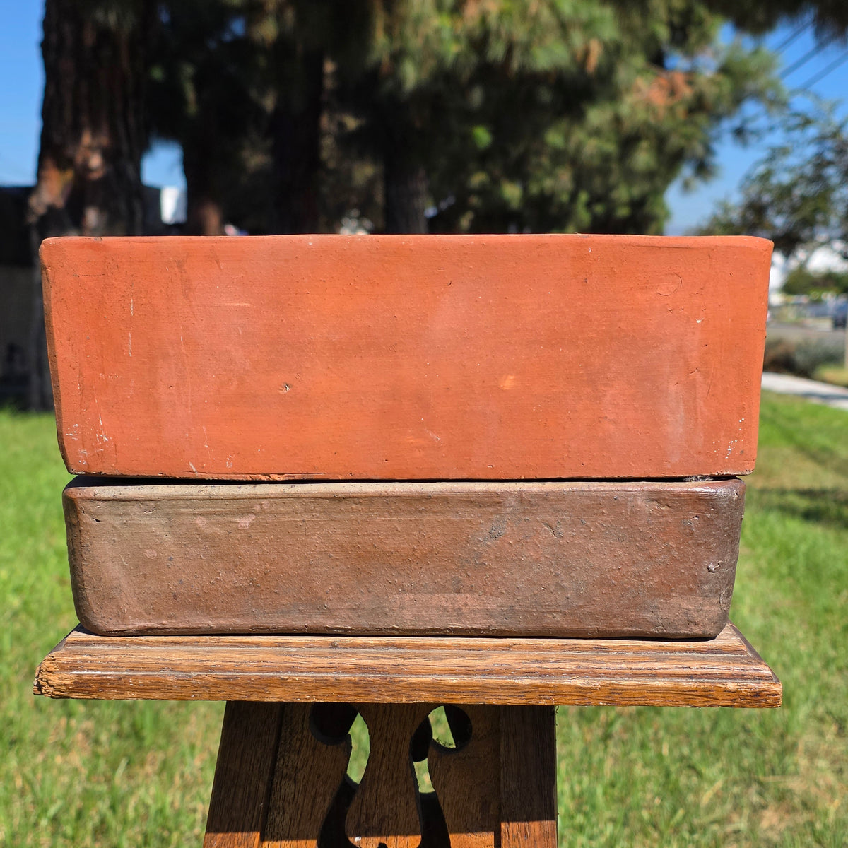 Vtg Toscana Terracotta Bonsai Planter Pot Square Succulent Cachepot with Saucer (Copy)