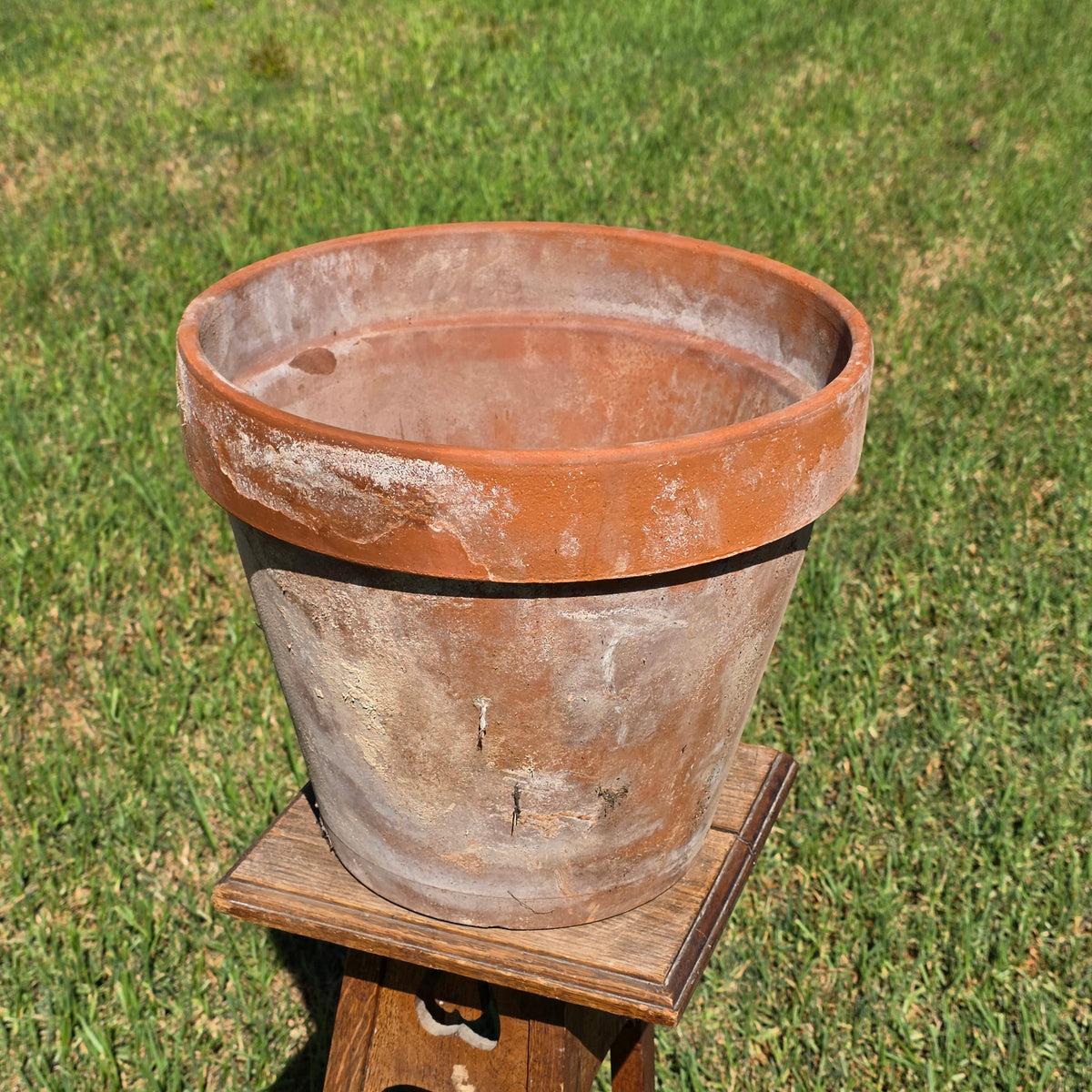 Reserved/Vintage Terracotta Planter Large Rustic Clay Flower Pot Heavy Garden Aged Patina