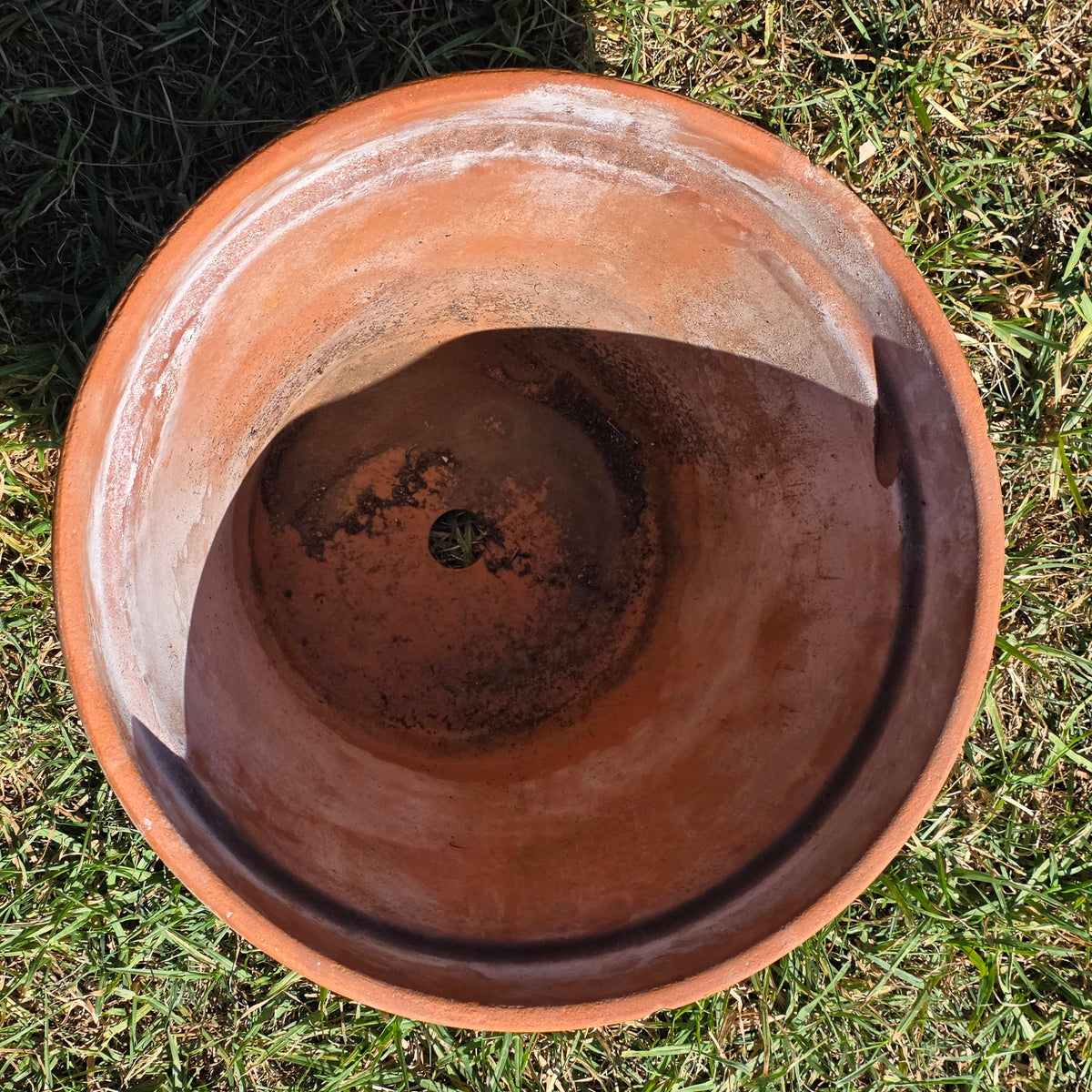 Reserved/Vintage Terracotta Planter Large Rustic Clay Flower Pot Heavy Garden Aged Patina