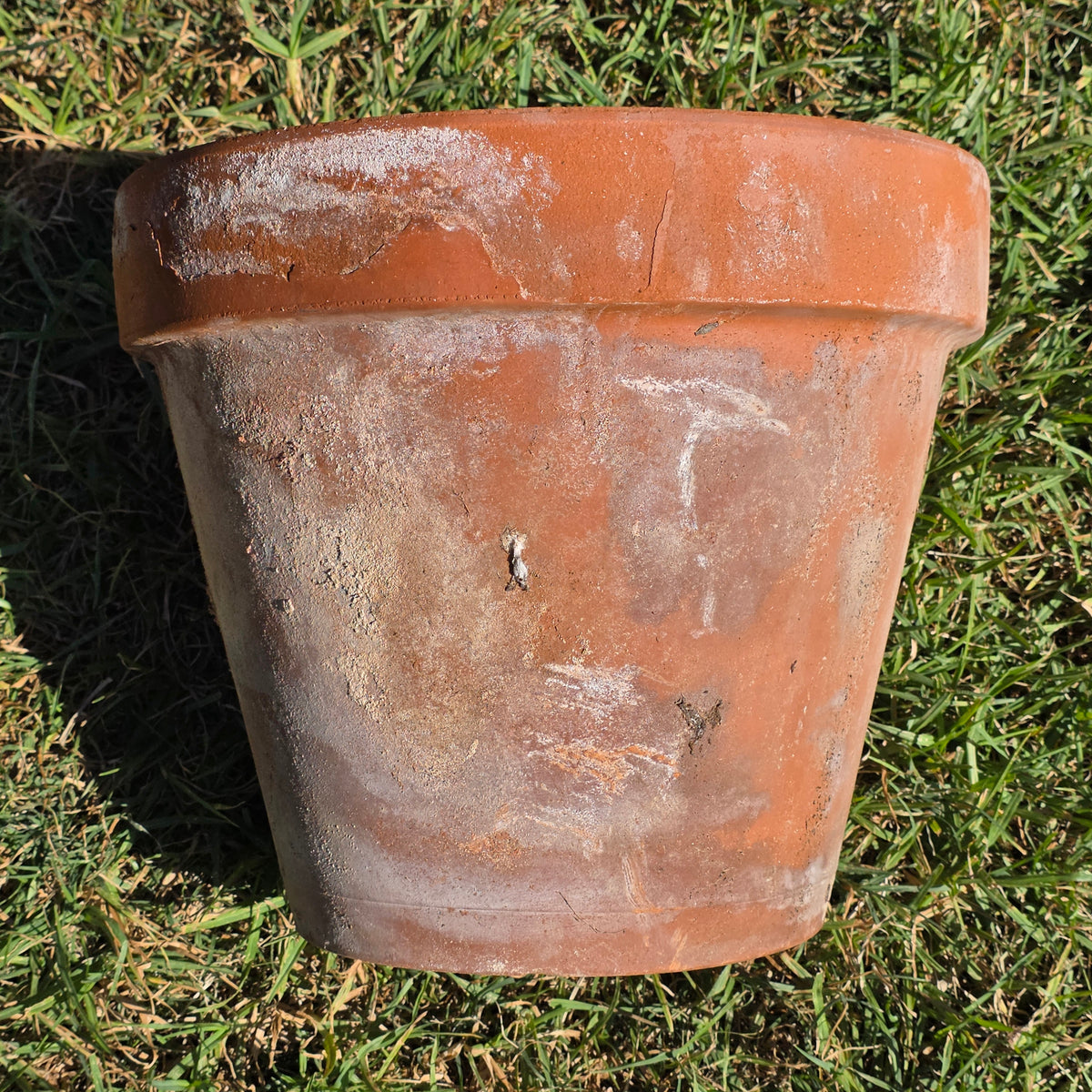 Reserved/Vintage Terracotta Planter Large Rustic Clay Flower Pot Heavy Garden Aged Patina