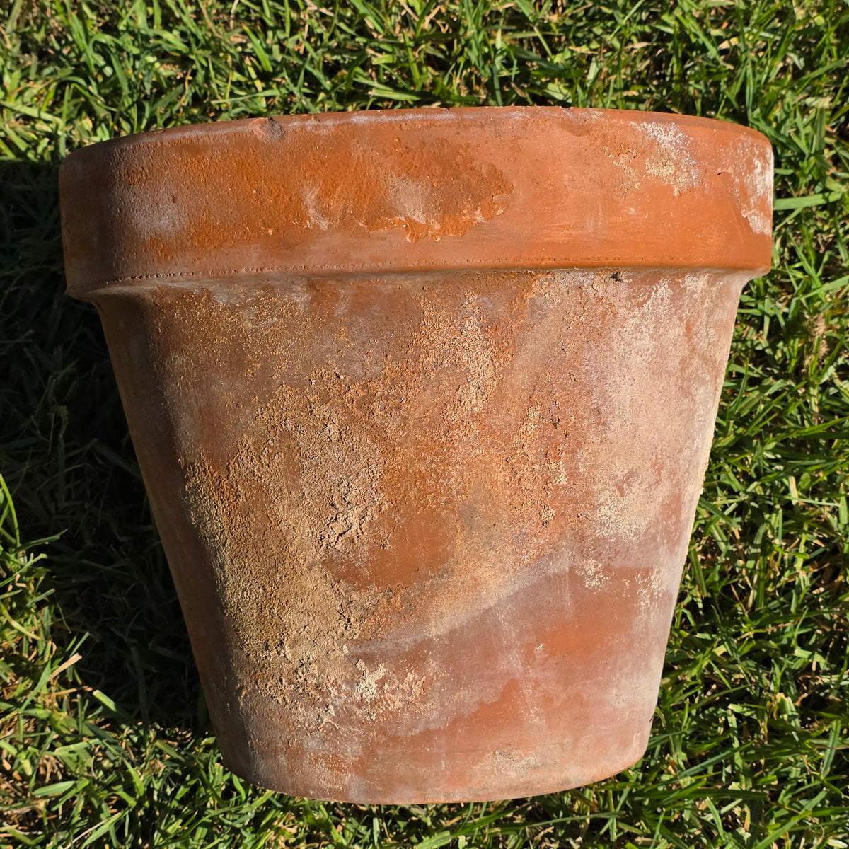Reserved/Vintage Terracotta Planter Large Rustic Clay Flower Pot Heavy Garden Aged Patina