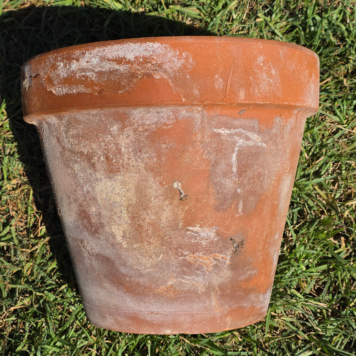 Reserved/Vintage Terracotta Planter Large Rustic Clay Flower Pot Heavy Garden Aged Patina