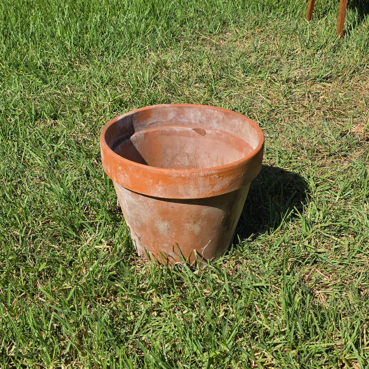 Reserved/Vintage Terracotta Planter Large Rustic Clay Flower Pot Heavy Garden Aged Patina