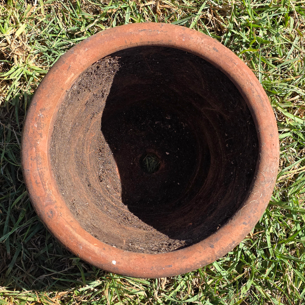 Vintage Mexican Terracotta Planter Clay Pot Relief Leaf Dot 10" Rustic Garden