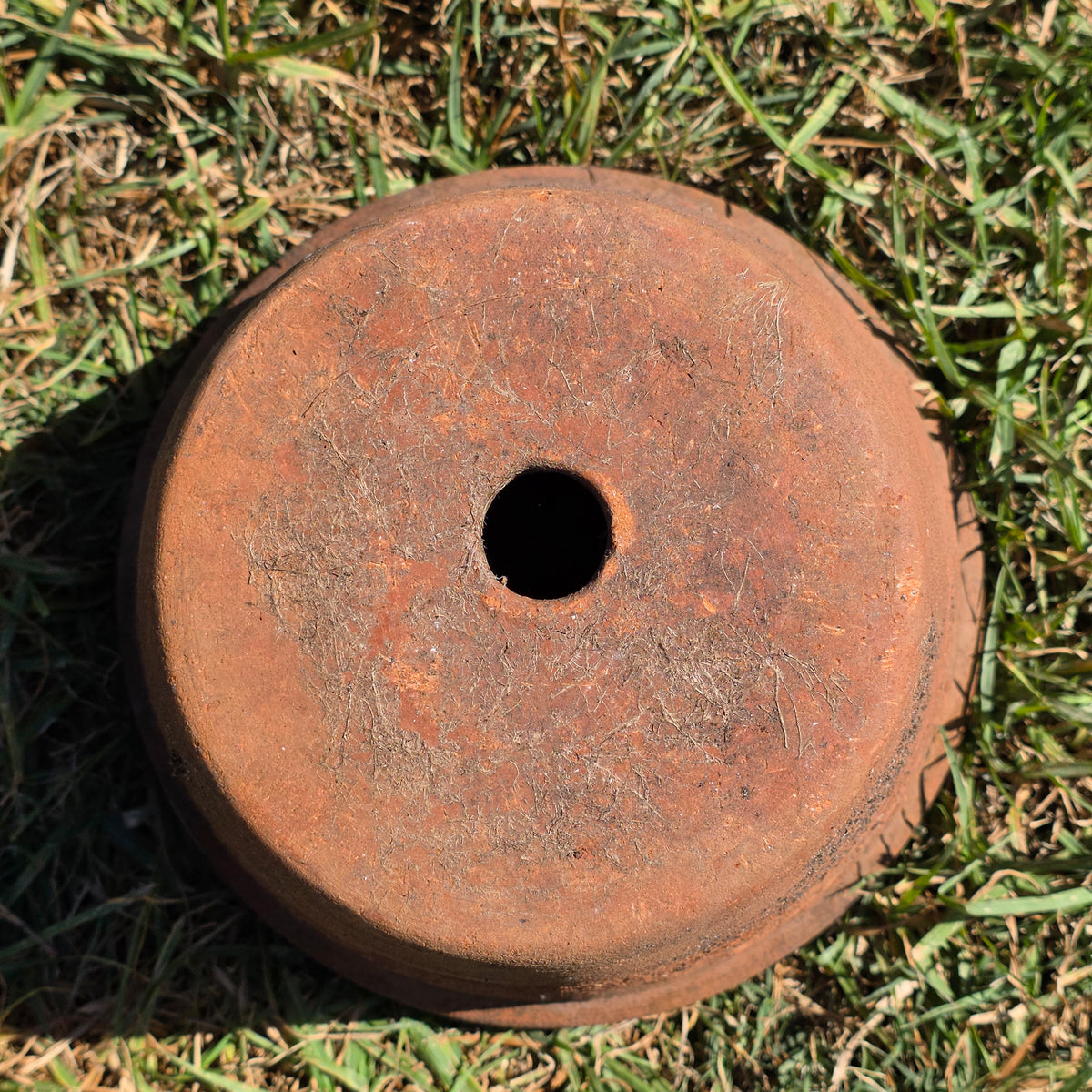 Vintage Mexican Terracotta Planter Clay Pot Relief Leaf Dot 10" Rustic Garden