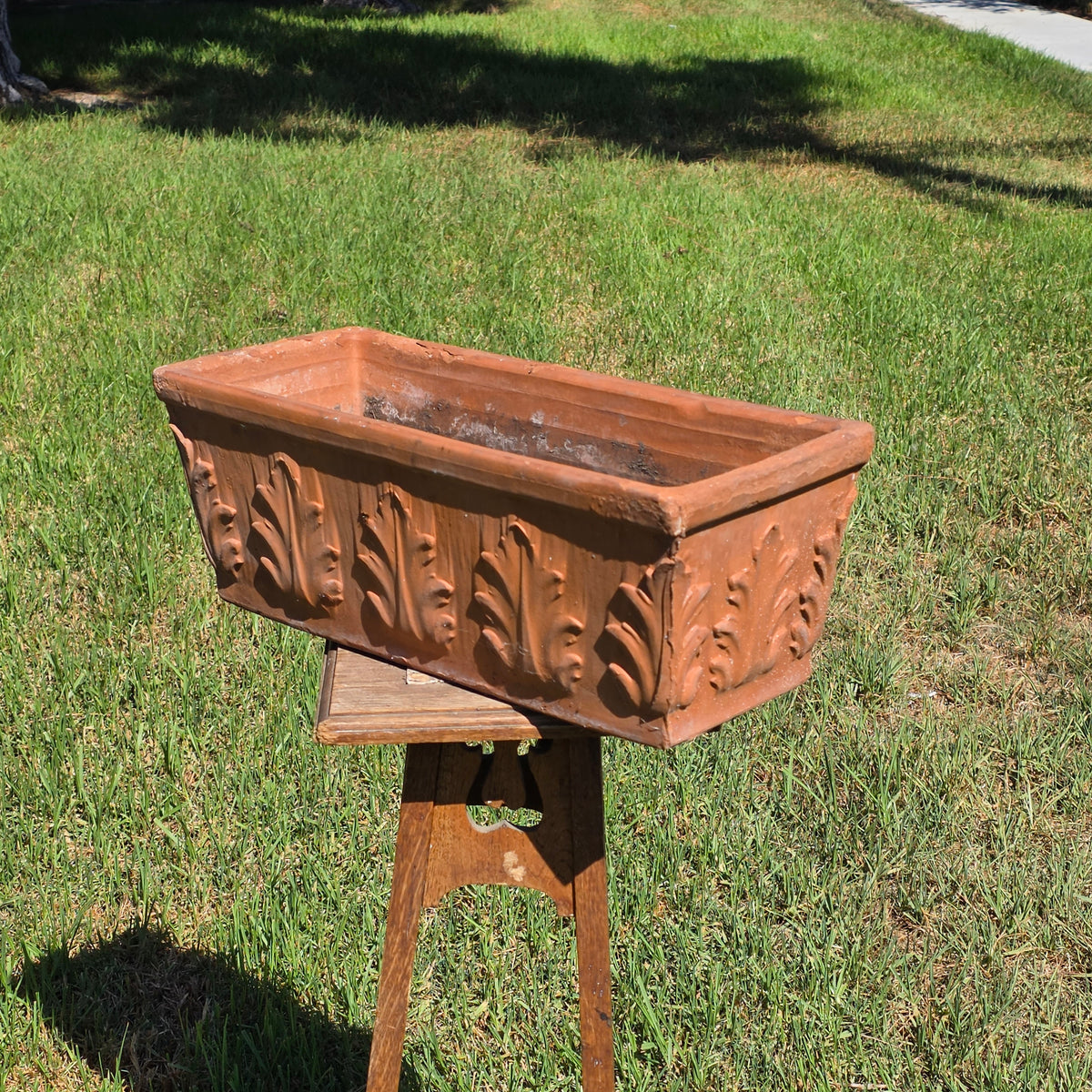 Vintage SILMA Italy Terracotta Rectangular Planter 20" Acanthus Leaf Window Box
