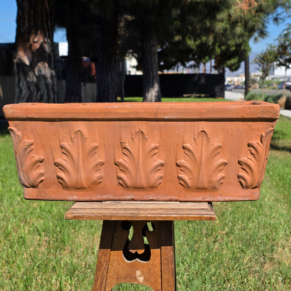 Vintage SILMA Italy Terracotta Rectangular Planter 20" Acanthus Leaf Window Box