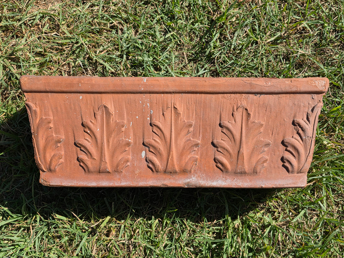 Vintage SILMA Italy Terracotta Rectangular Planter 20" Acanthus Leaf Window Box