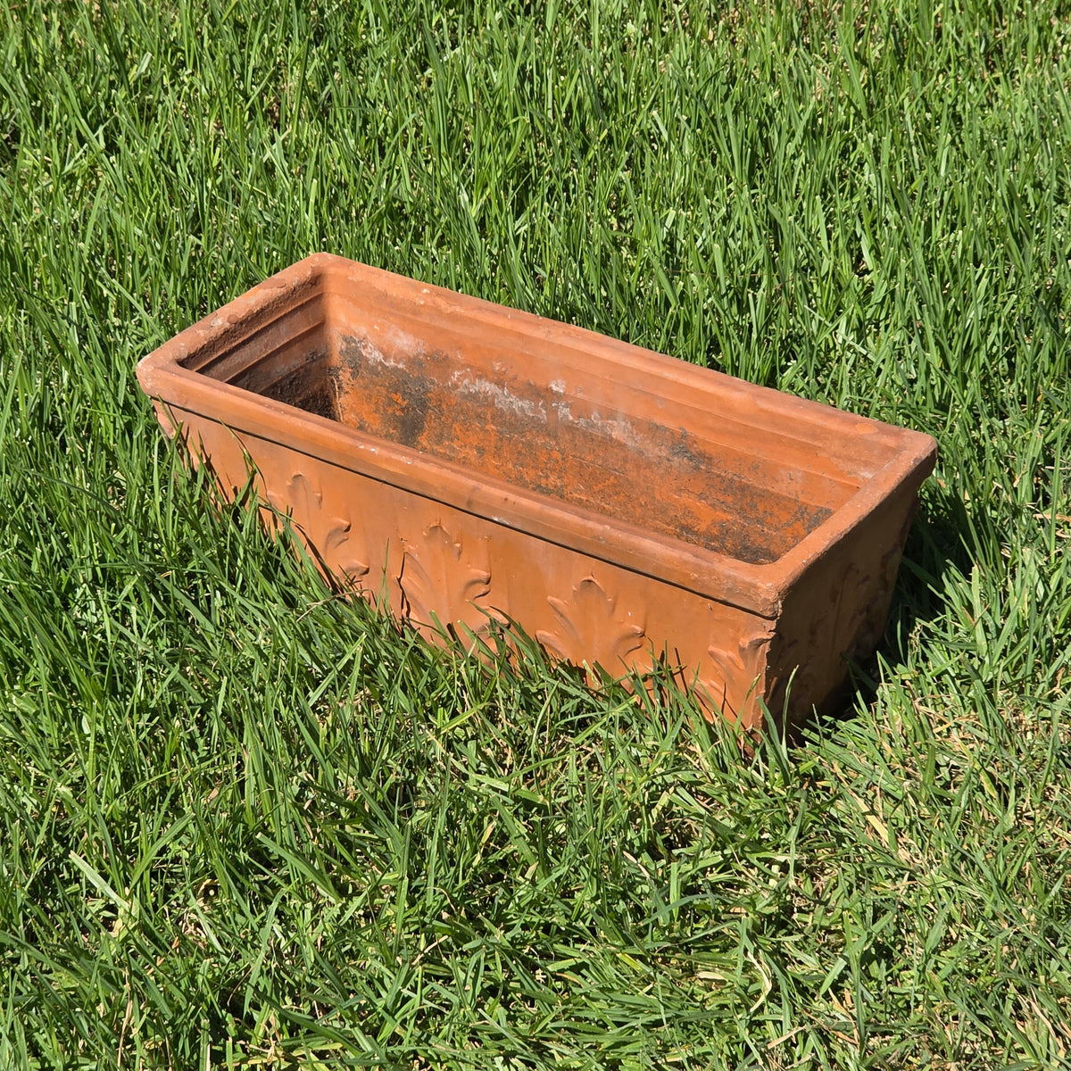 Vintage SILMA Italy Terracotta Rectangular Planter 20" Acanthus Leaf Window Box