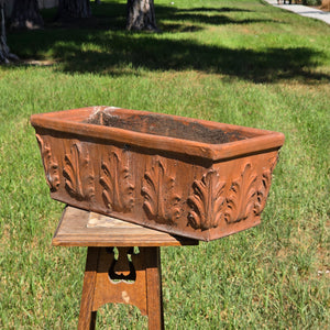 Vintage SILMA Italy Terracotta Rectangular Planter 20" Acanthus Leaf Window Box