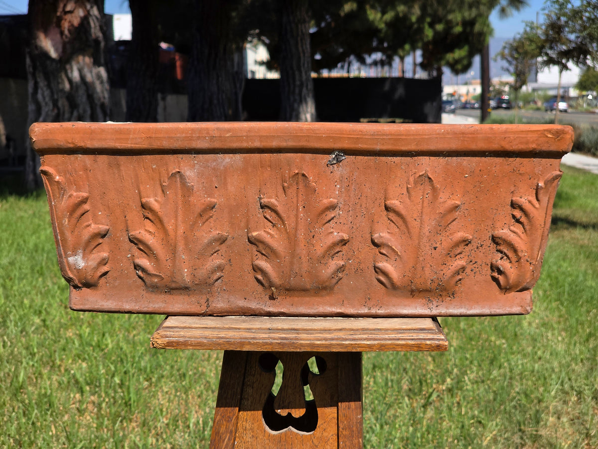 Vintage SILMA Italy Terracotta Rectangular Planter 20" Acanthus Leaf Window Box
