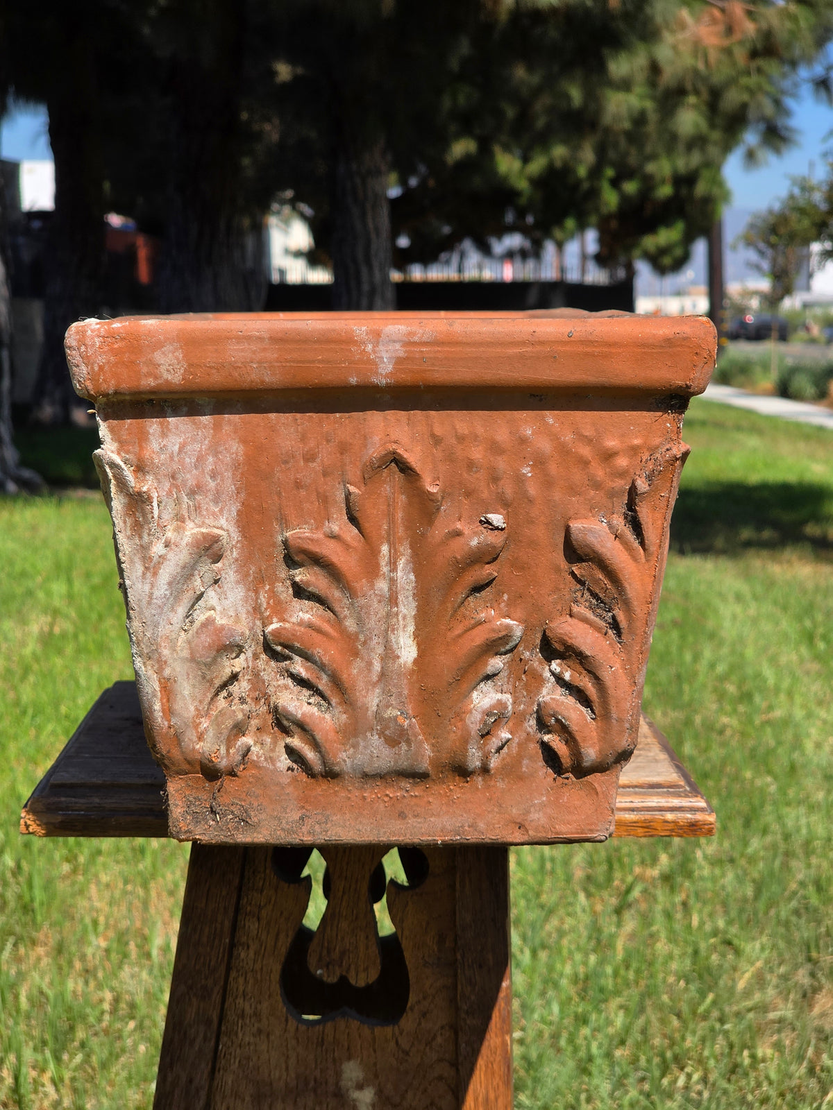 Vintage SILMA Italy Terracotta Rectangular Planter 20" Acanthus Leaf Window Box