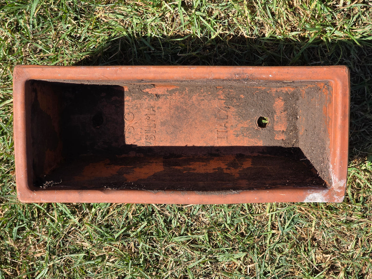 Vintage SILMA Italy Terracotta Rectangular Planter 20" Acanthus Leaf Window Box