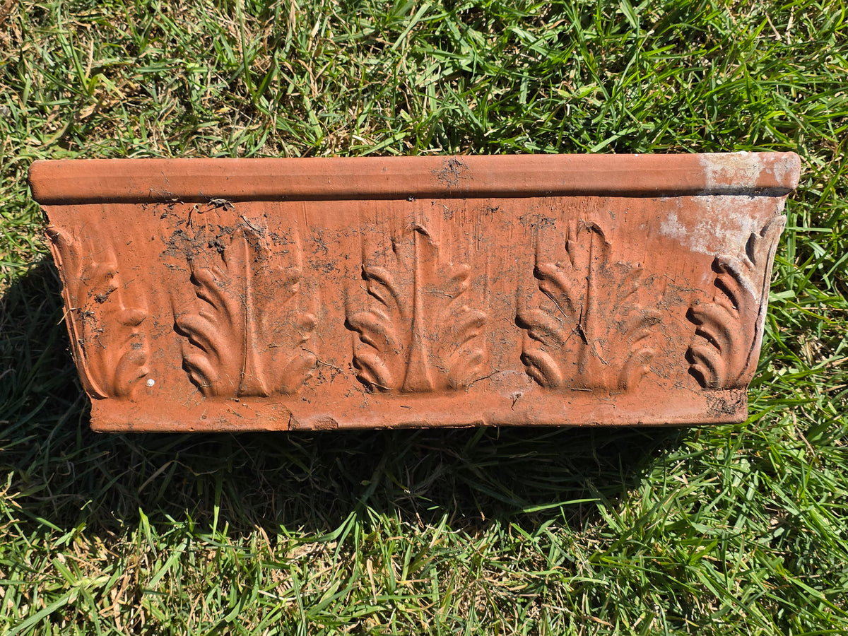 Vintage SILMA Italy Terracotta Rectangular Planter 20" Acanthus Leaf Window Box