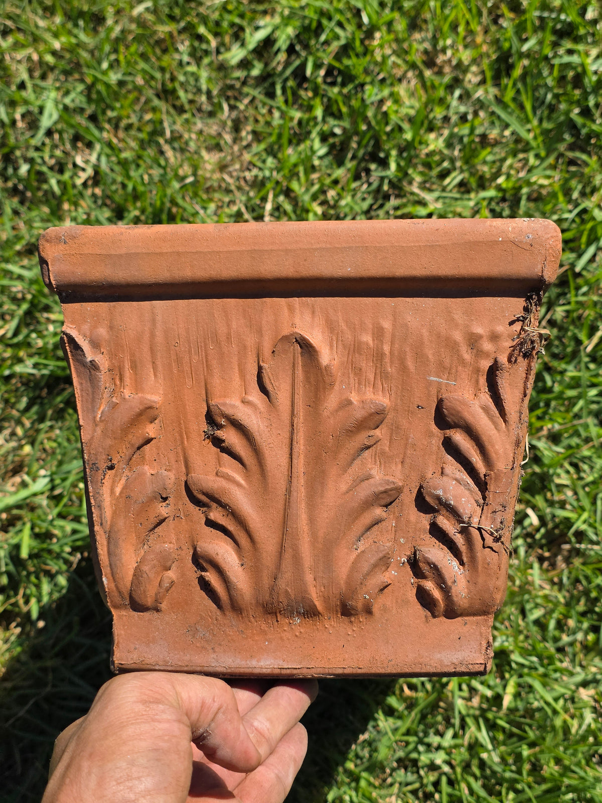 Vintage SILMA Italy Terracotta Rectangular Planter 20" Acanthus Leaf Window Box