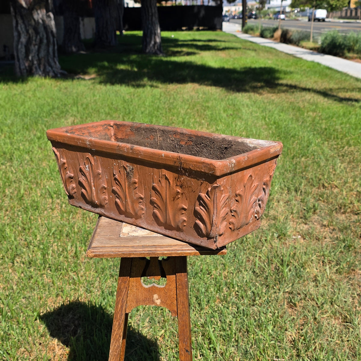 Vintage SILMA Italy Terracotta Rectangular Planter 20" Acanthus Leaf Window Box
