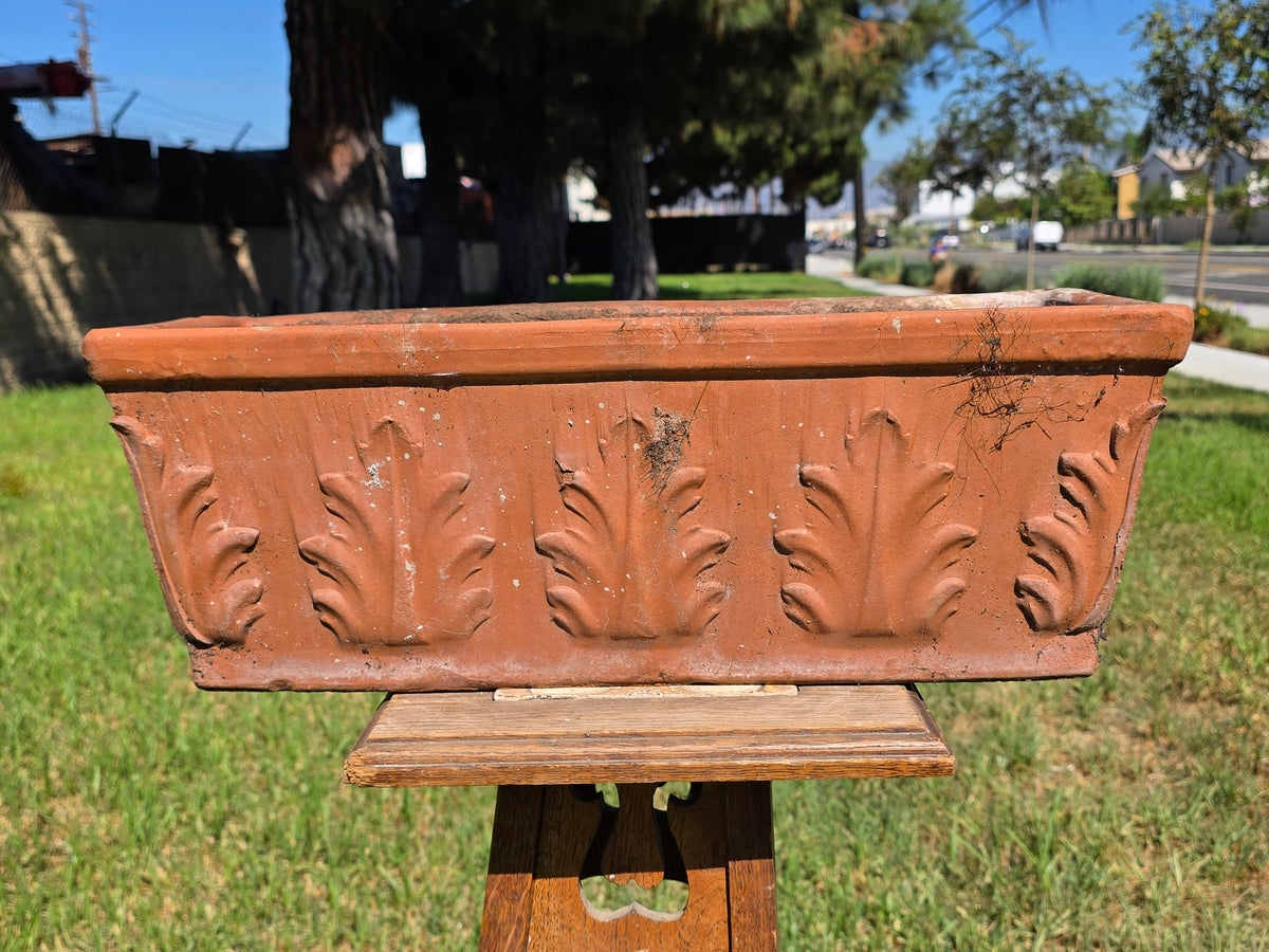 Vintage SILMA Italy Terracotta Rectangular Planter 20" Acanthus Leaf Window Box