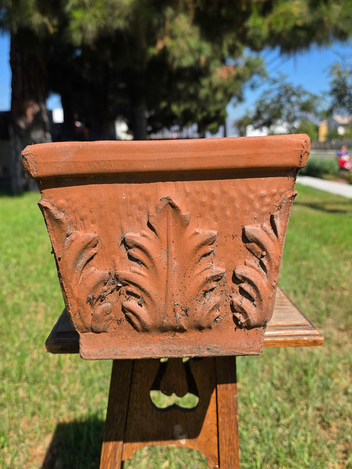 Vintage SILMA Italy Terracotta Rectangular Planter 20" Acanthus Leaf Window Box