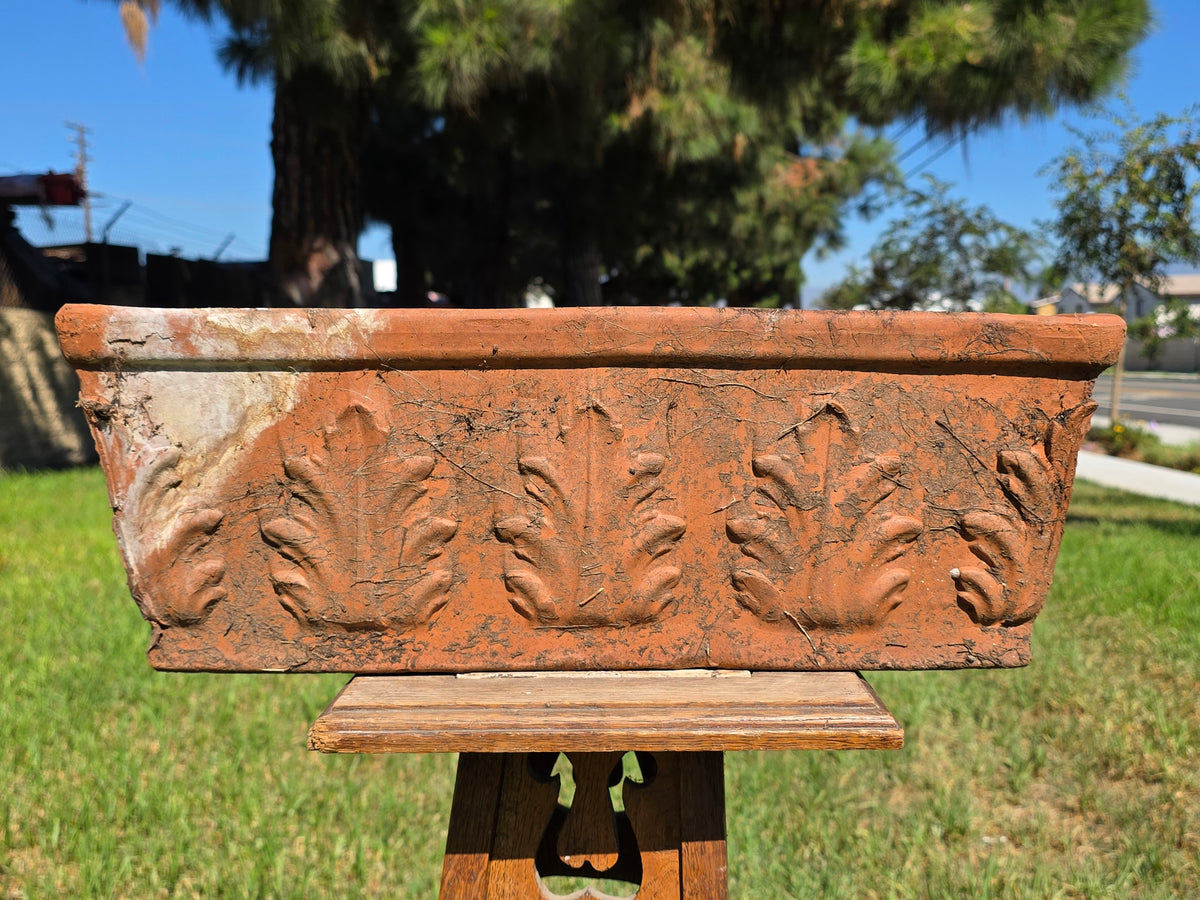 Vintage SILMA Italy Terracotta Rectangular Planter 20" Acanthus Leaf Window Box