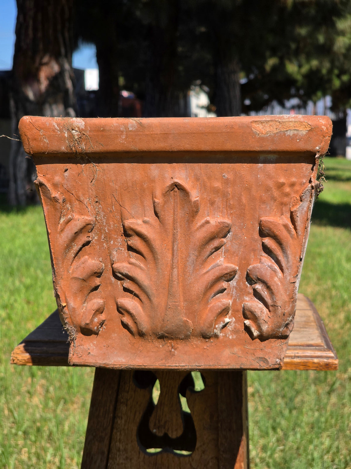 Vintage SILMA Italy Terracotta Rectangular Planter 20" Acanthus Leaf Window Box