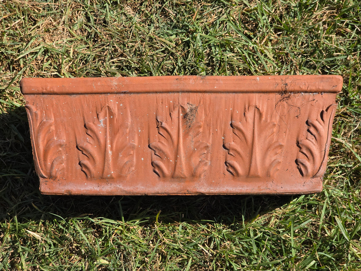 Vintage SILMA Italy Terracotta Rectangular Planter 20" Acanthus Leaf Window Box