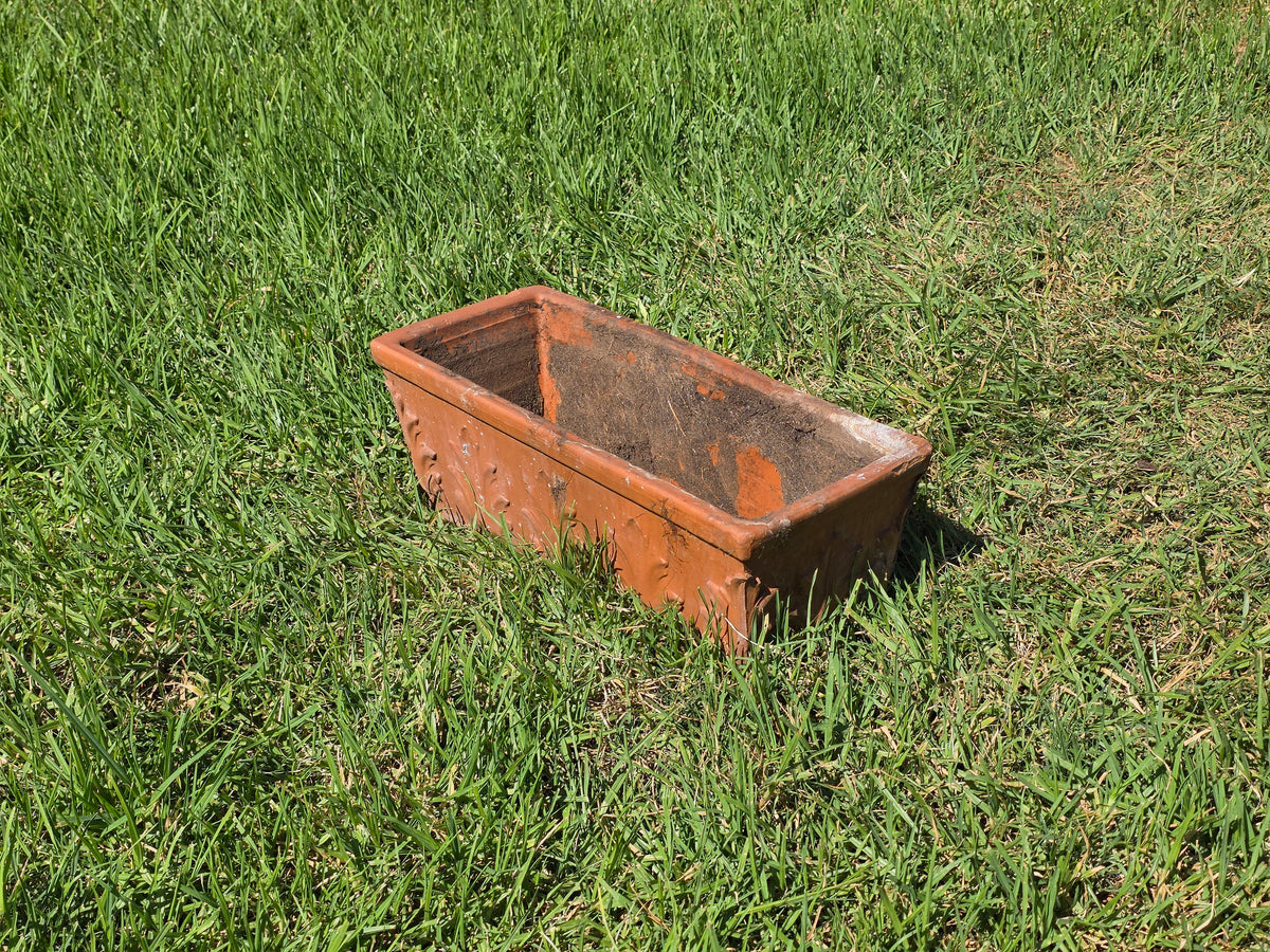 Vintage SILMA Italy Terracotta Rectangular Planter 20" Acanthus Leaf Window Box